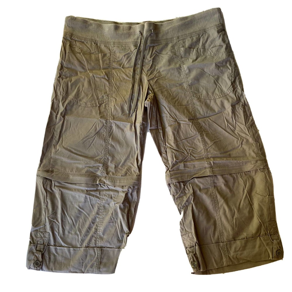 Danskin Now Womens Pants Zip Off Leg Bermuda Capri Shorts Brown Size XL 16/18